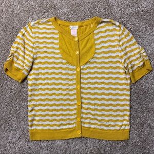 Tulle Mustard Yellow Wavy Stripe Cardigan M